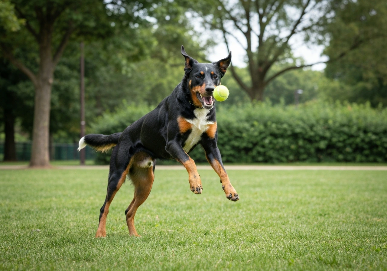 Working dog performing retrieve training exercise demonstrating the functional abilities that reform advocates want AKC standards to require