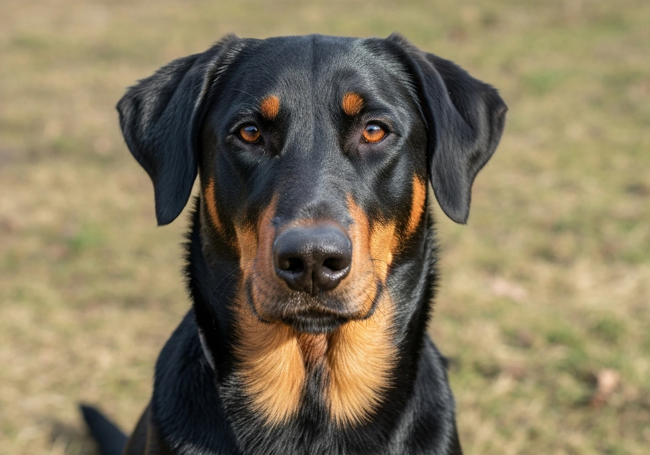 Working dog in frontal stance displaying breed type characteristics evaluated differently under FCI and AKC breed standards